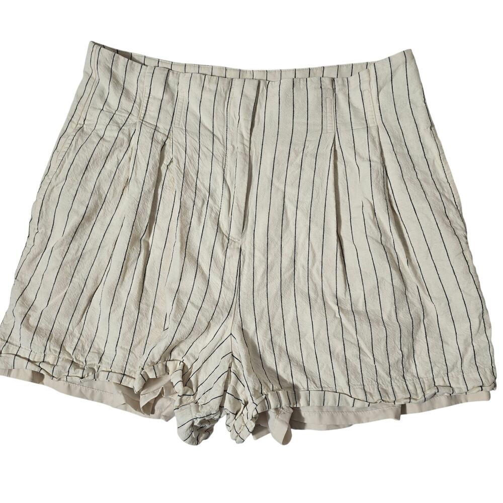 Ann Taylor The Pinstripe Paperbag Short in Ivory Size 10